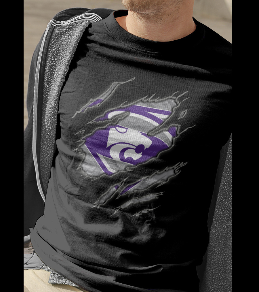 Kansas State Wildcats Superman Logo Claw Marks T-Shirt