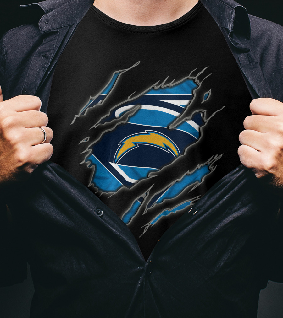 Los Angeles Chargers Superman Logo Lightning Bolt T-Shirt