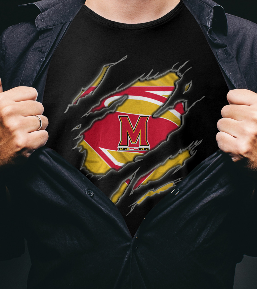 Maryland Terrapins Superman Logo Ripped Reveal T-Shirt