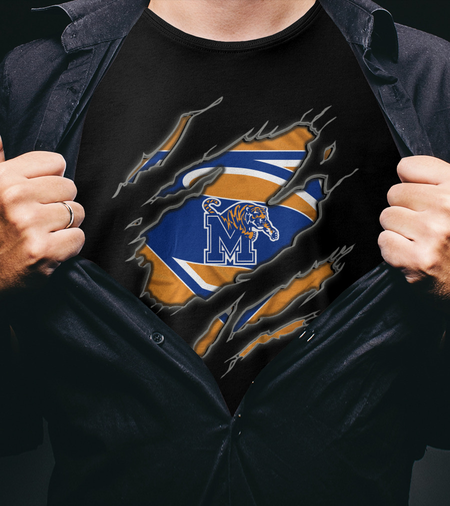 Memphis Tigers Superman Logo With Tiger And Claw Marks T-Shirt