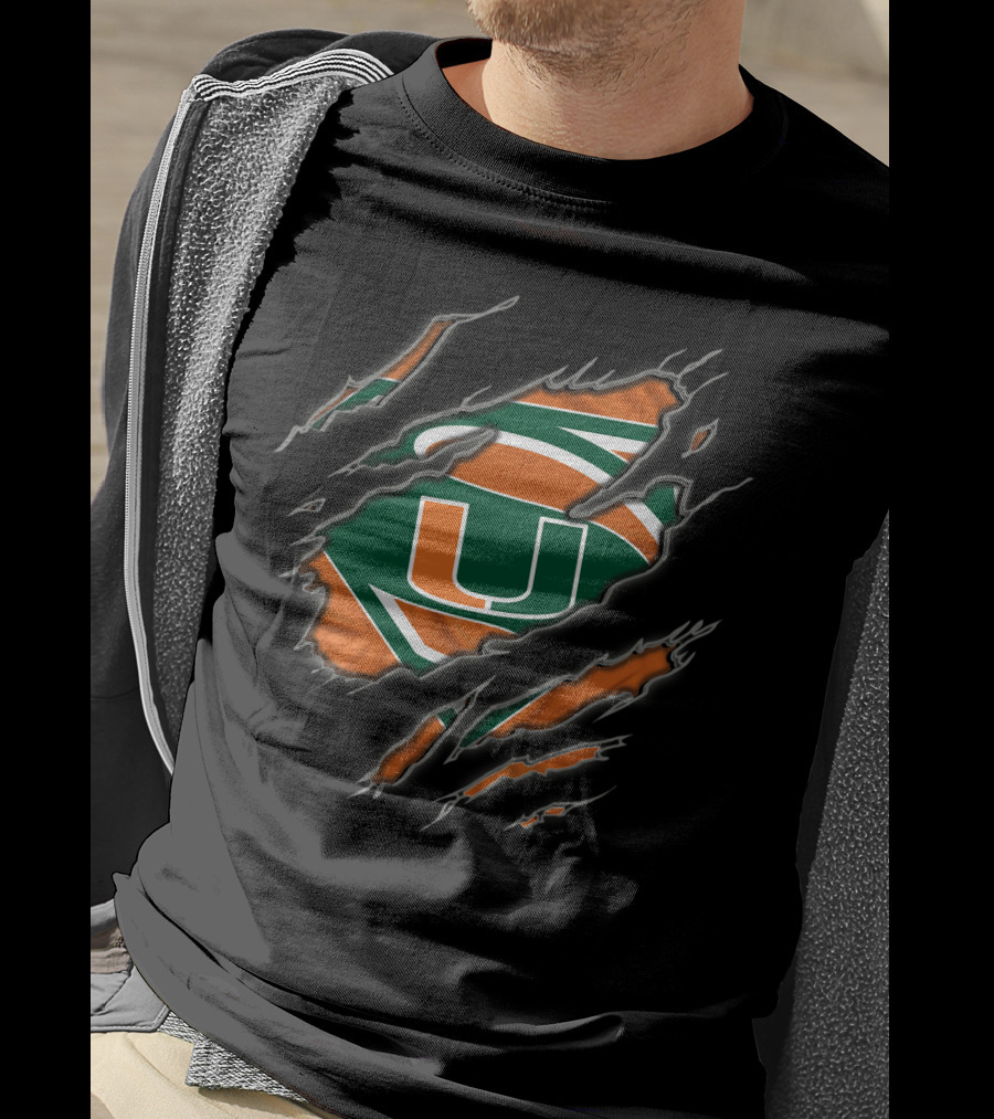 Miami Hurricanes Superman U Logo Claw Marks T-Shirt