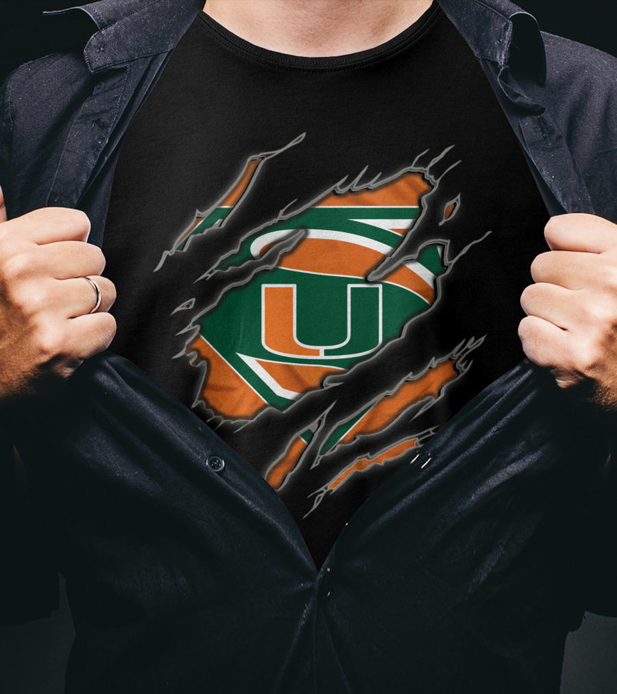 Miami Hurricanes Superman U Logo Claw Marks T-Shirt