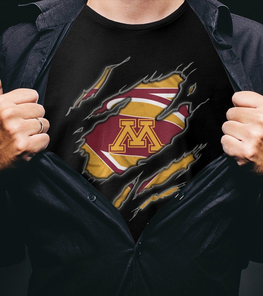 Minnesota Golden Gophers Superman Logo With Claw Marks T-Shirt