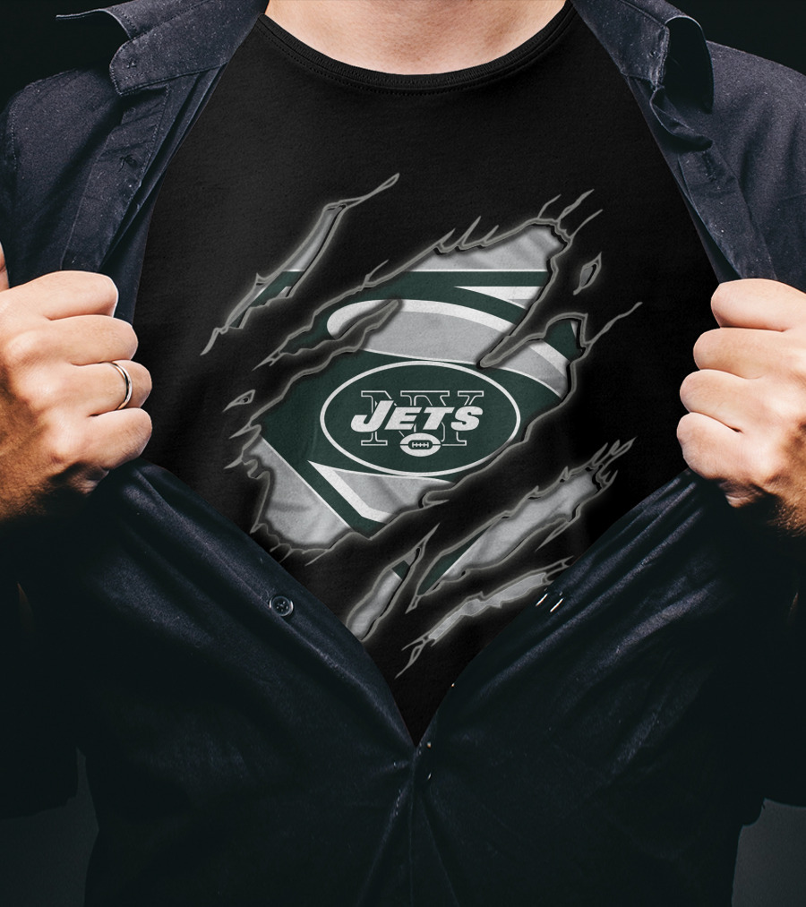 New York Jets Superman Logo Rip T-Shirt