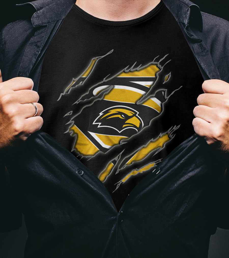 Southern Mississippi Golden Eagles Superman Symbol Torn Reveal T-Shirt