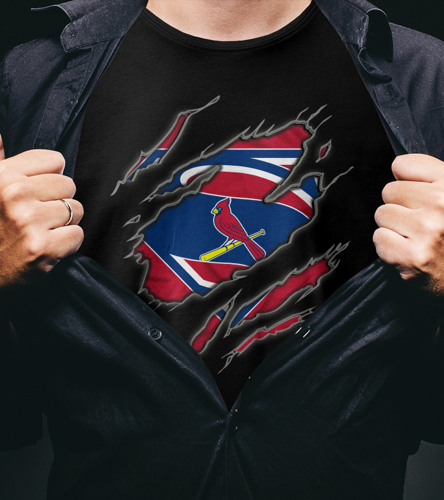 St Louis Cardinals Superman Symbol Baseball Logo Torn Effect T-Shirt