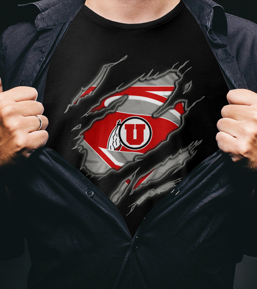 Utah Utes Superman Logo Claw Rip T-Shirt