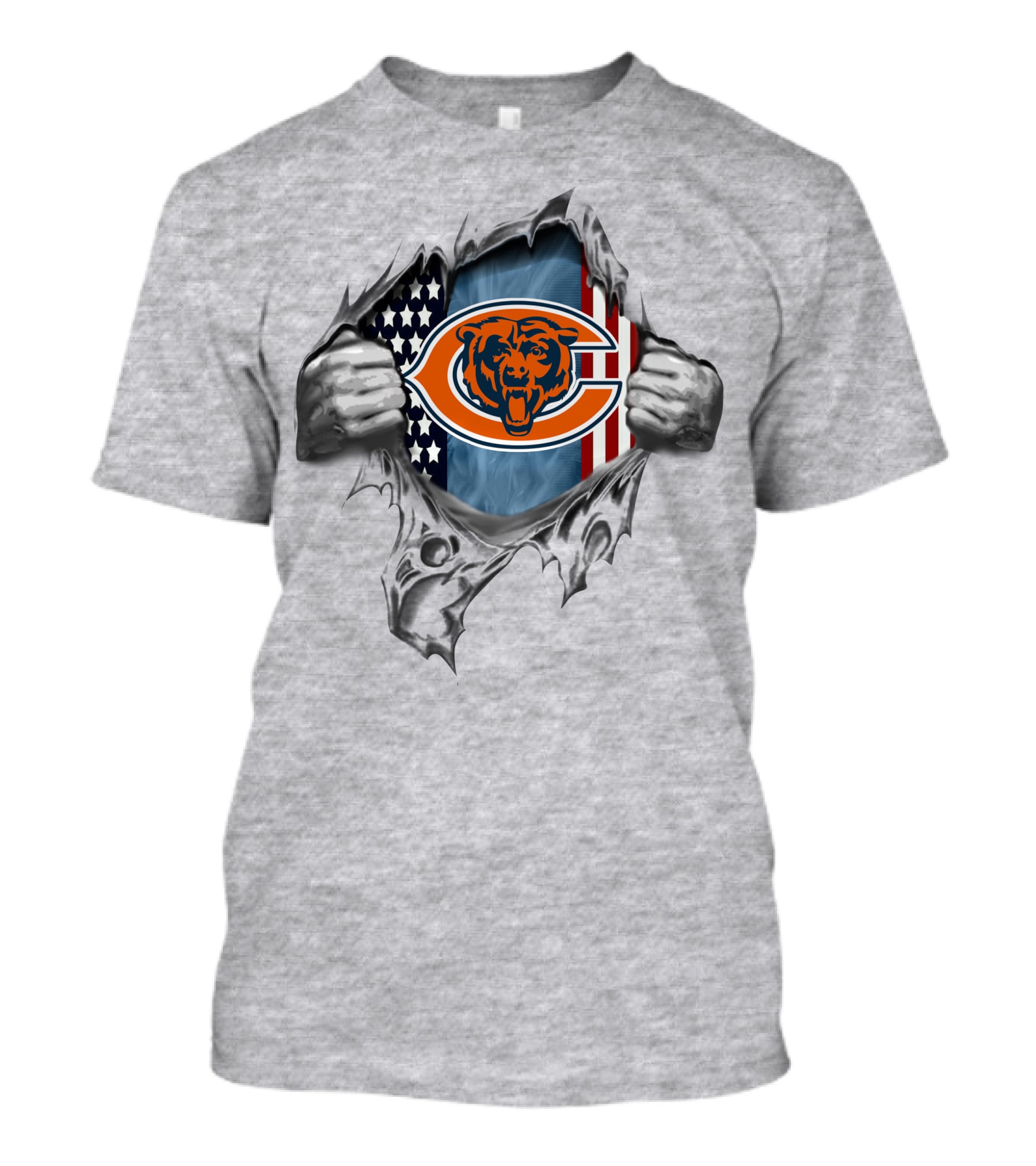 Chicago Bears American Flag Rip T-Shirt