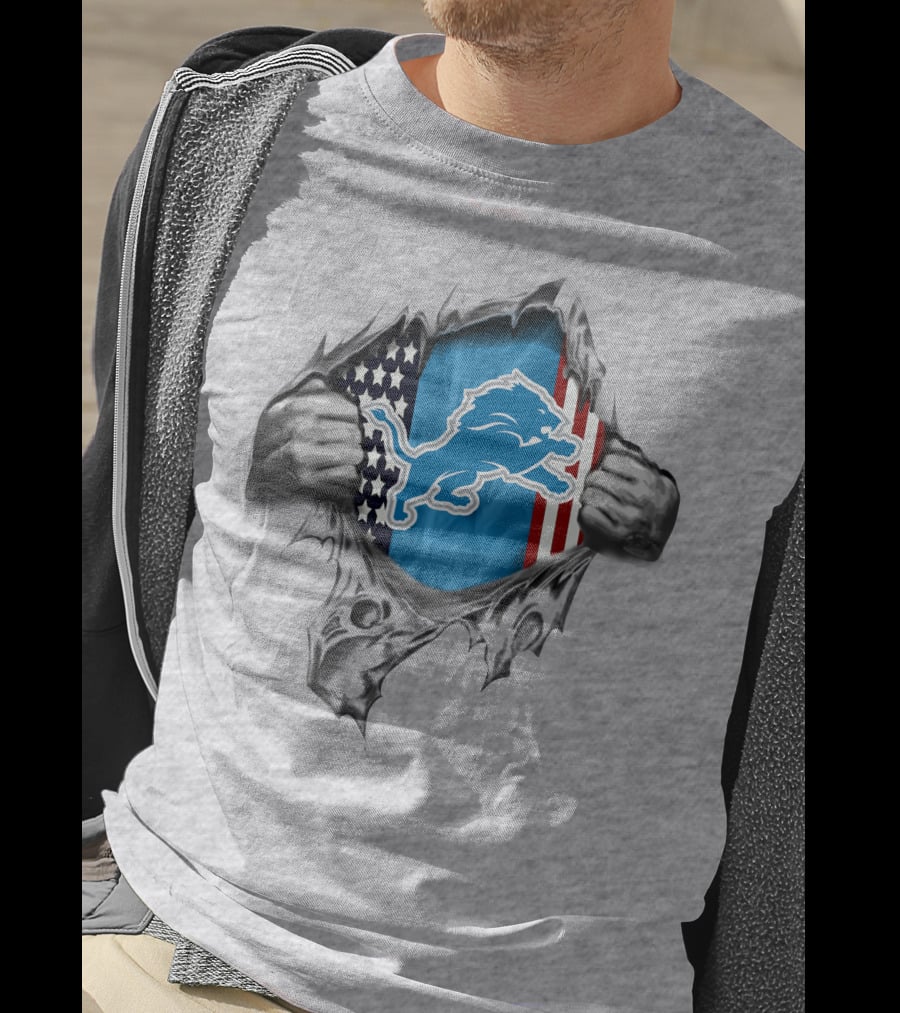 Detroit Lions American Flag Burst T-Shirt