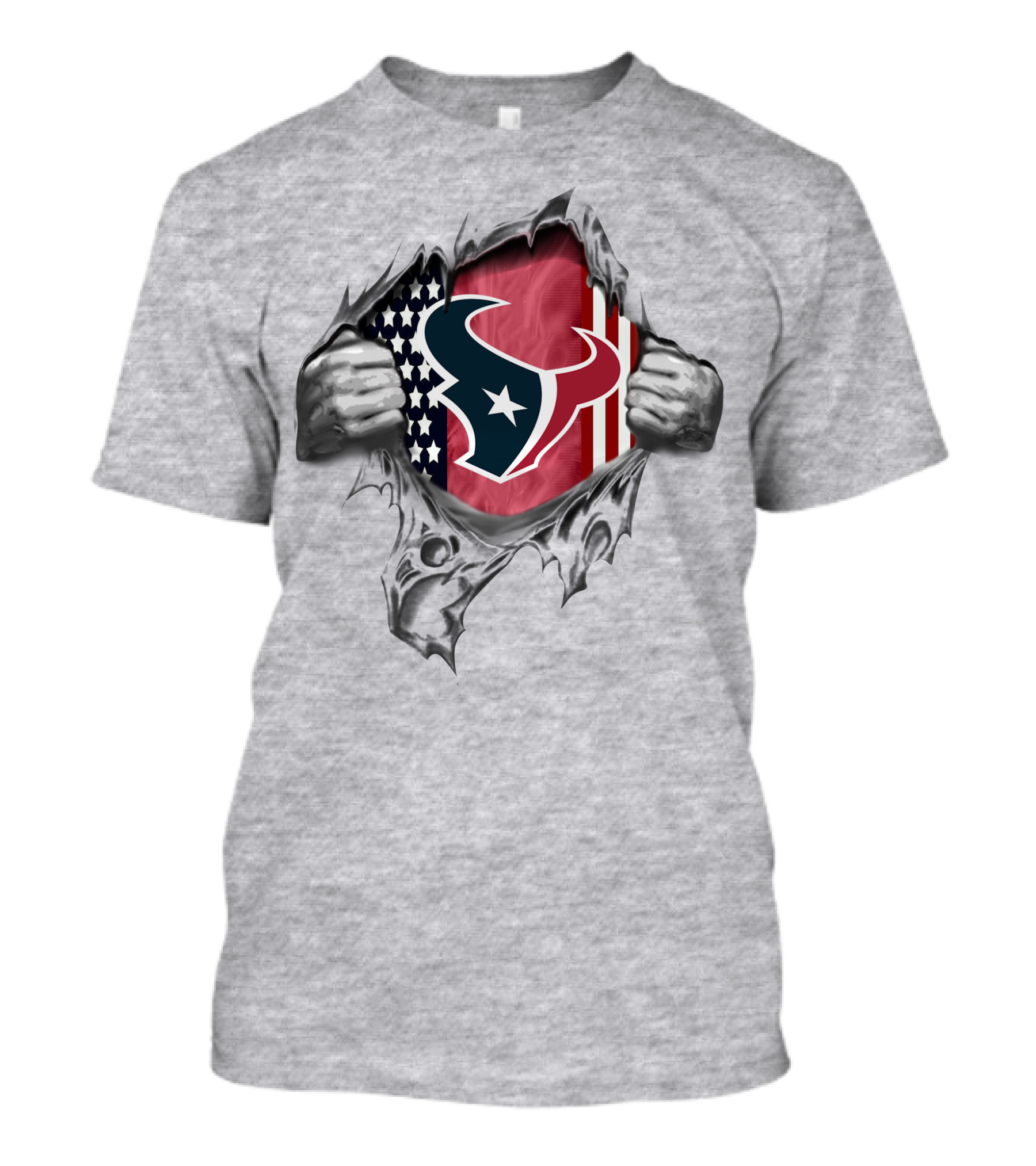 Houston Texans American Flag Ripped T-Shirt