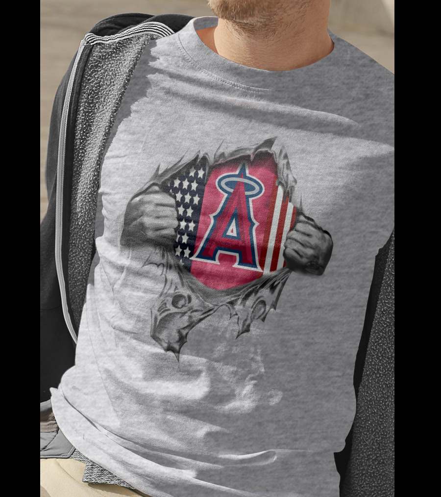 Los Angeles Angels American Flag Peeling Revealed T-Shirt