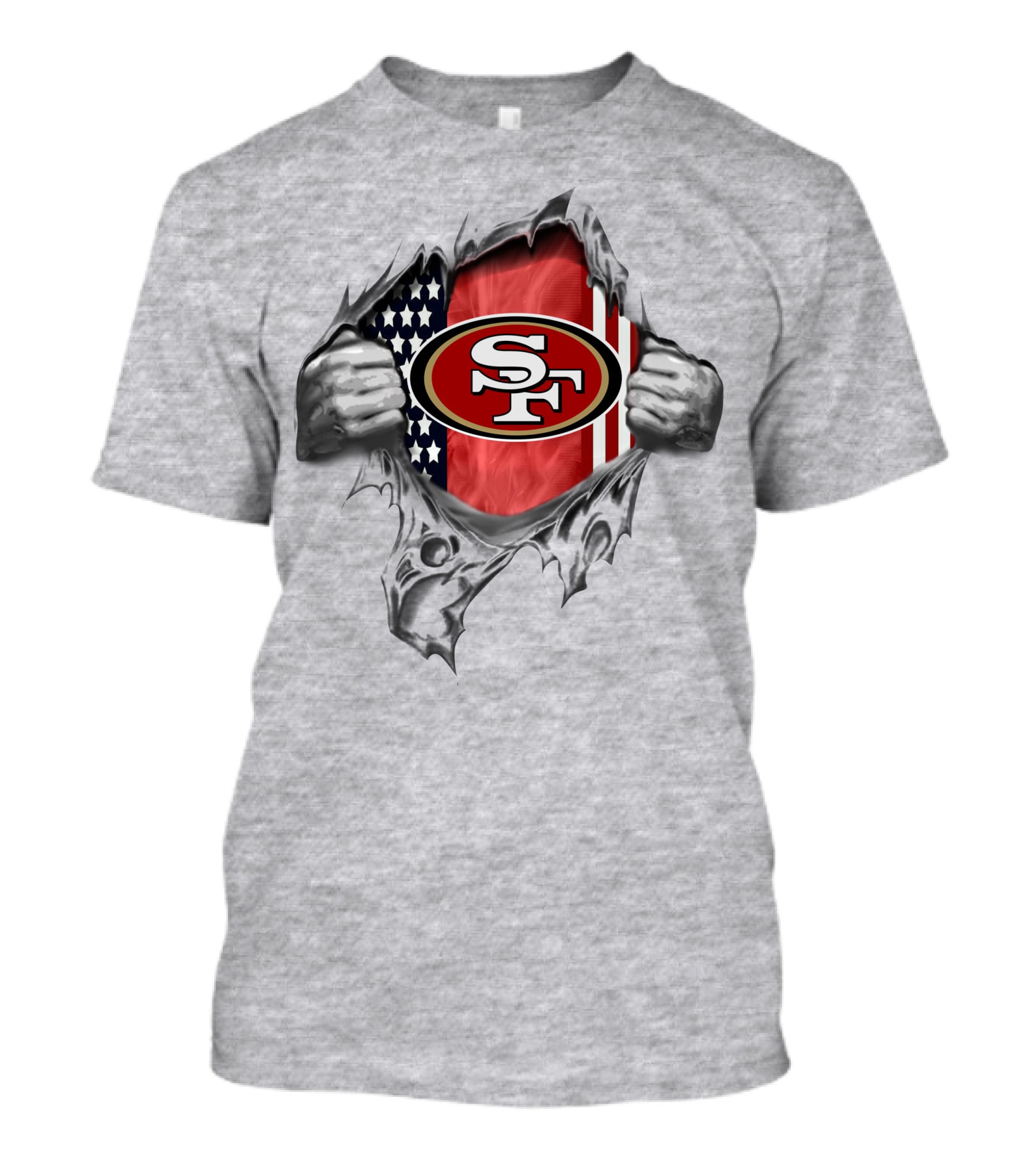 San Francisco 49ers American Flag Ripped Reveal T-Shirt