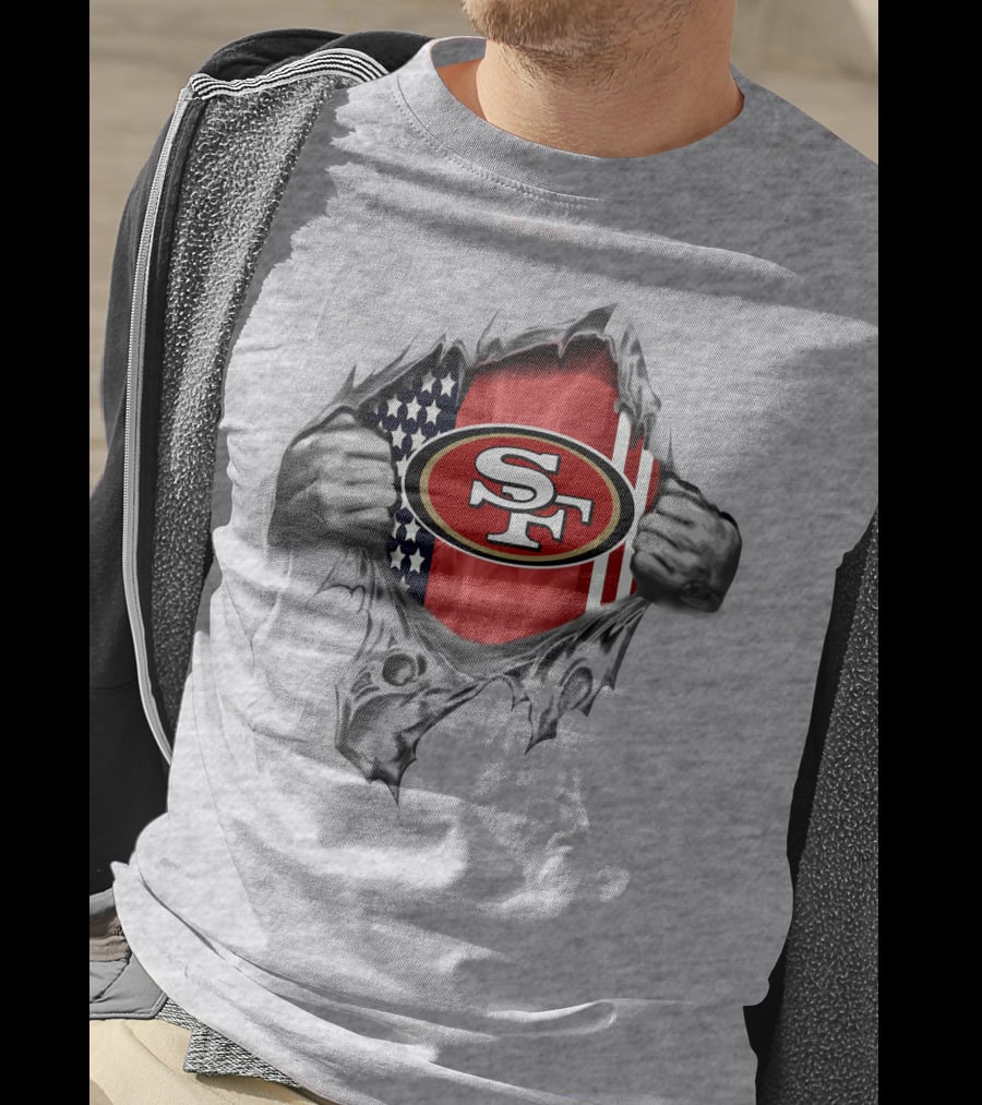 San Francisco 49ers American Flag Ripped Reveal T-Shirt