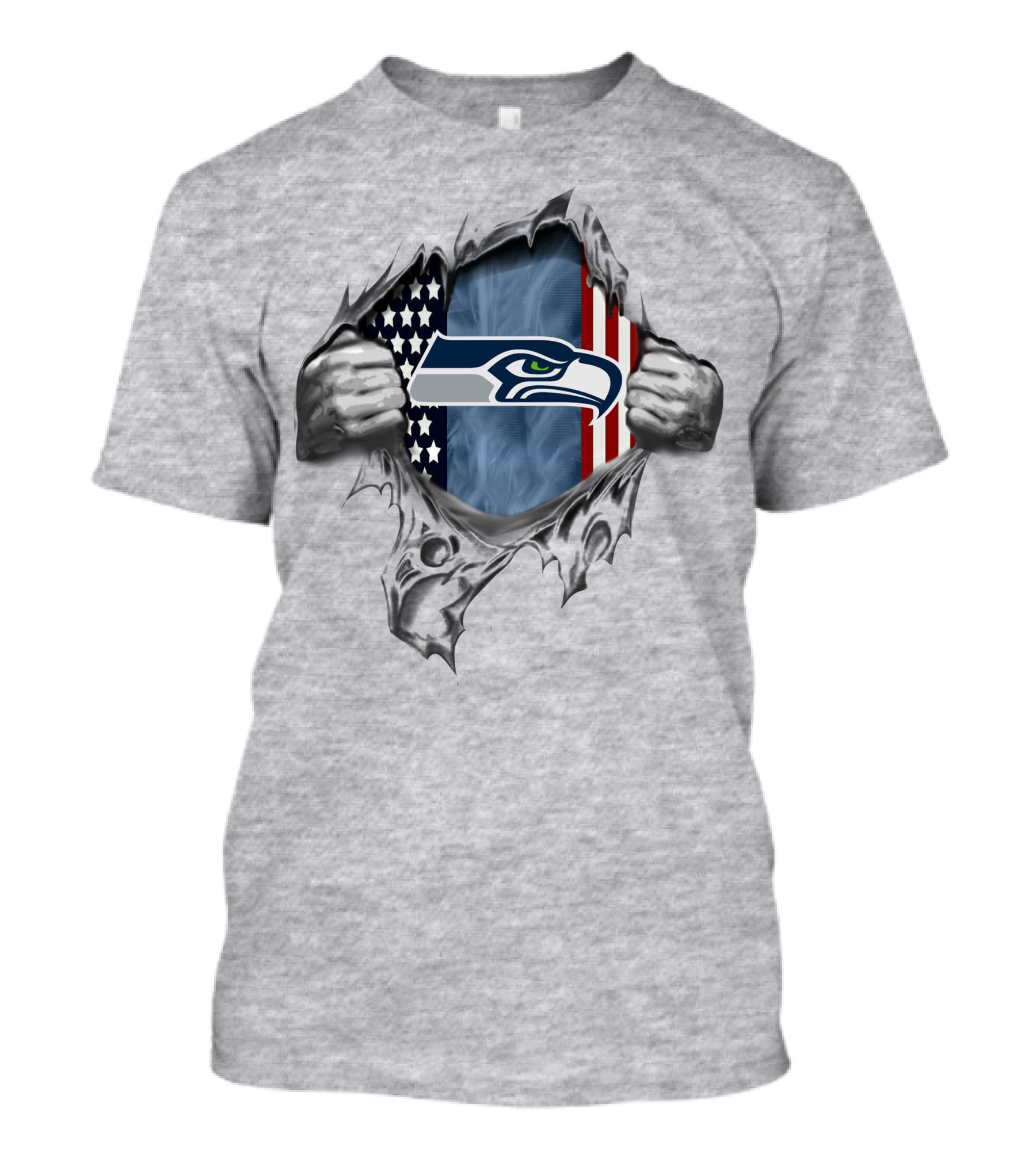 Seattle Seahawks American Flag Ripped T-Shirt