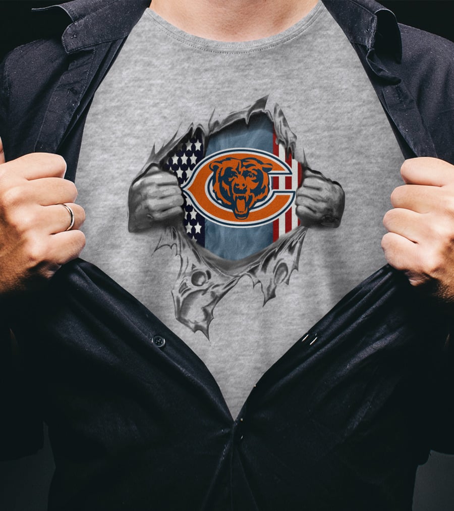 Chicago Bears American Flag Tear T-Shirt