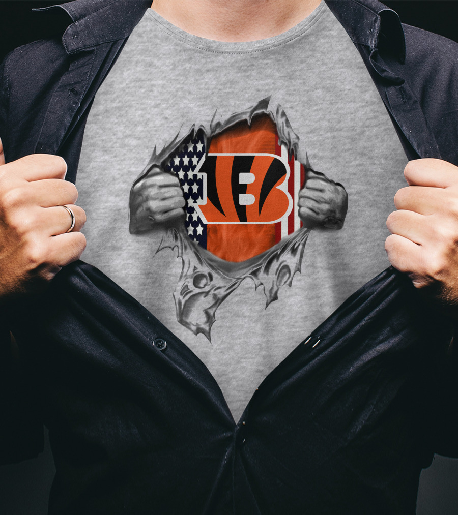Cincinnati Bengals American Flag Ripped T-Shirt