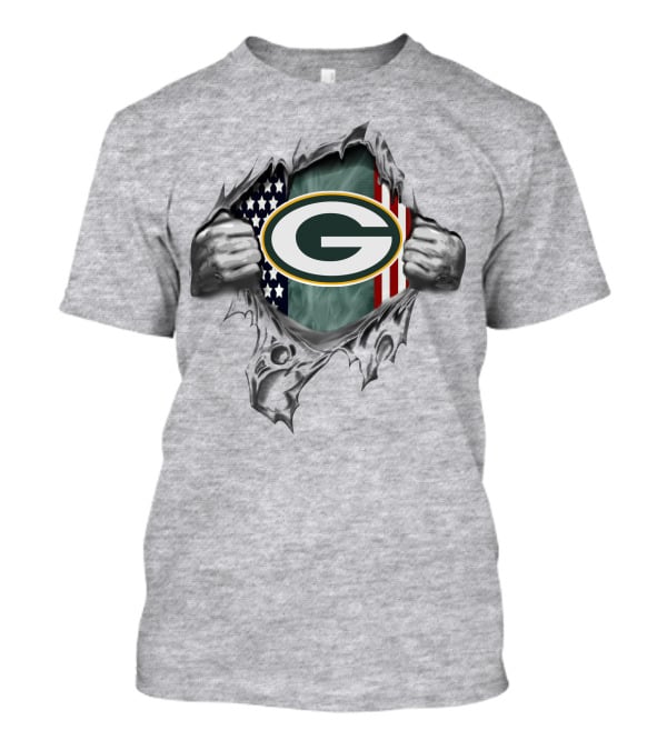 Green Bay Packers G American Flag Rip Style T-Shirt