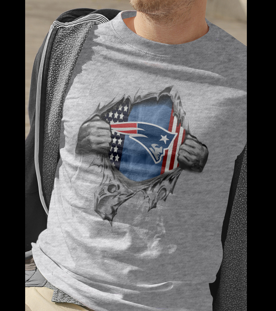 New England Patriots Flag With Stars And Stripes Patriots T-Shirt
