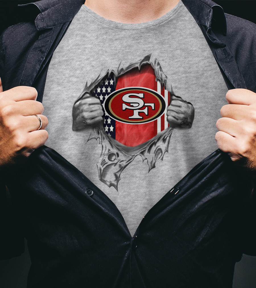 San Francisco 49ers Usa Flag Ripped T-Shirt