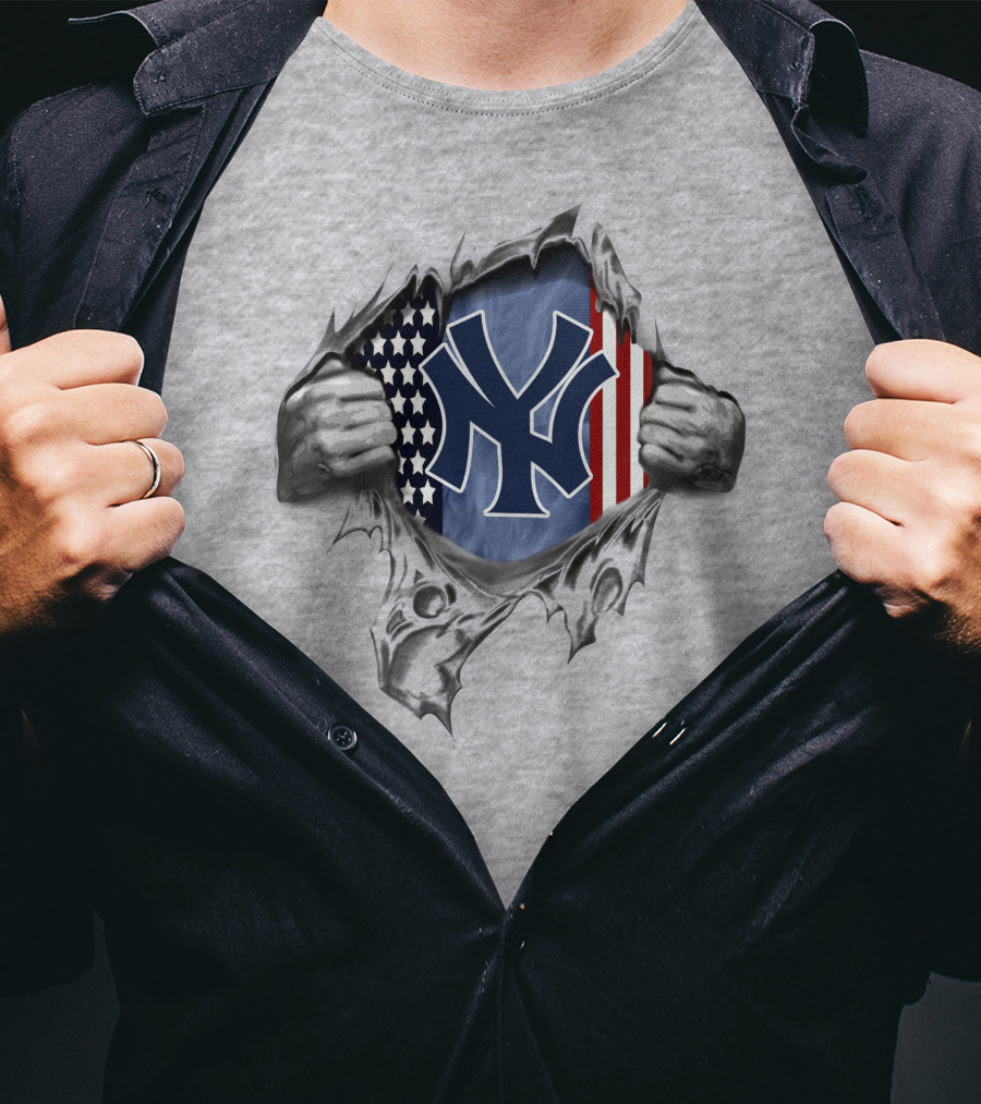 New York Yankees American Flag Torn Reveal T-Shirt