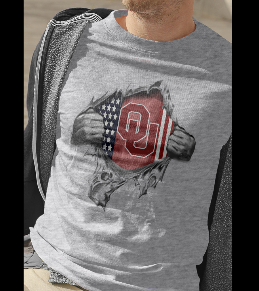 Oklahoma Sooners American Flag Ripped T-Shirt
