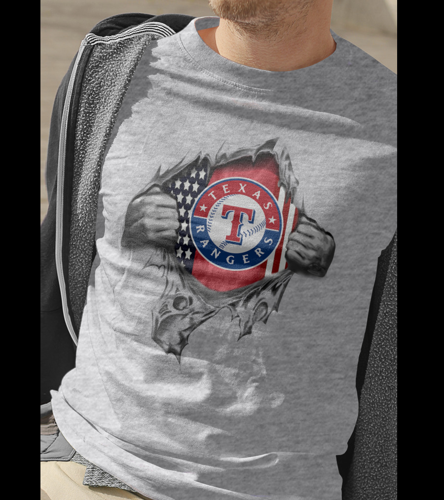 Texas Rangers American Flag Torn Reveal T-Shirt