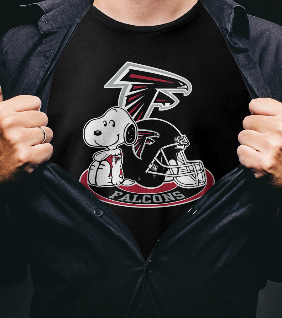 Atlanta Falcons Snoopy With Falcons Logo And Helmet T-Shirt