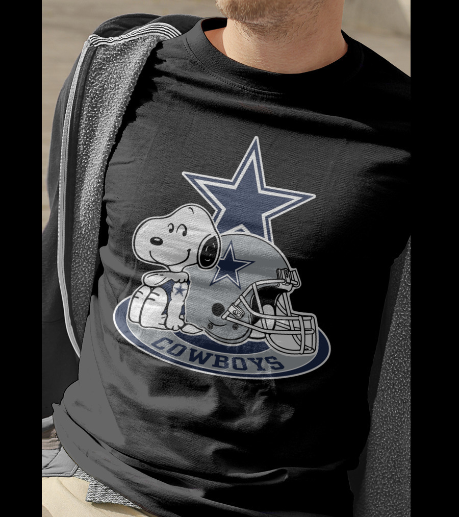 Dallas Cowboys Snoopy With Star Logo And Helmet T-Shirt