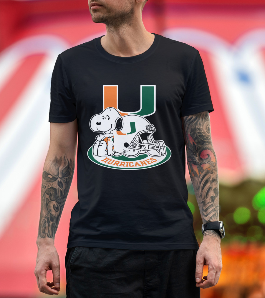 Miami Hurricanes Snoopy U Logo Helmet T-Shirt