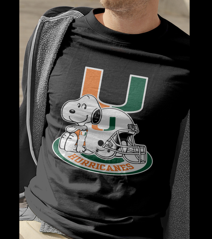 Miami Hurricanes Snoopy U Logo Helmet T-Shirt