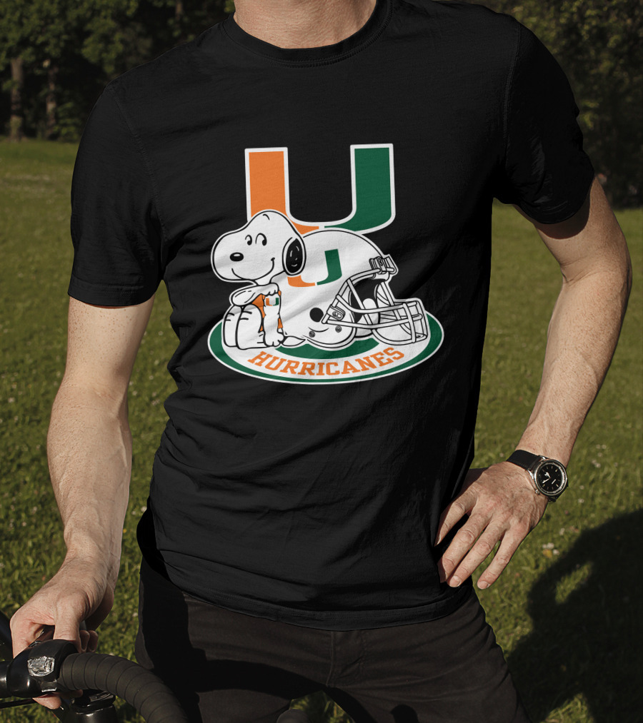 Miami Hurricanes Snoopy U Logo Helmet T-Shirt