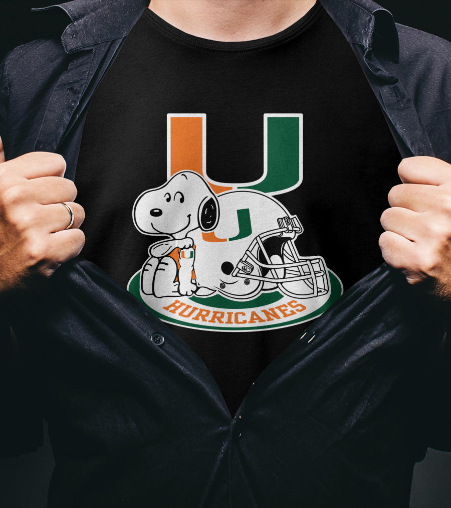 Miami Hurricanes Snoopy U Logo Helmet T-Shirt