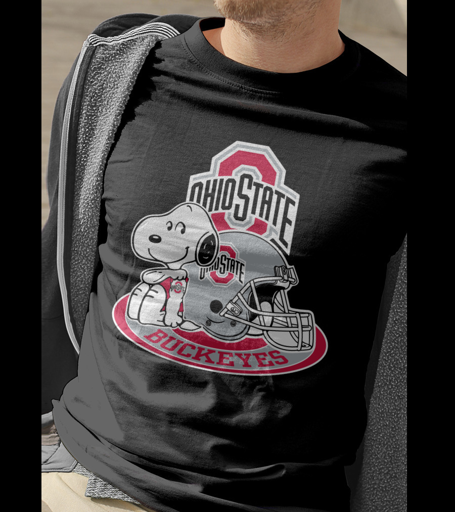 Ohio State Buckeyes Snoopy With Logo And Helmet T-Shirt