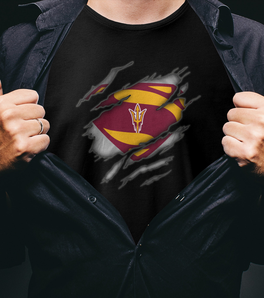 Arizona State Sun Devils Logo Rip Superman Style T-Shirt