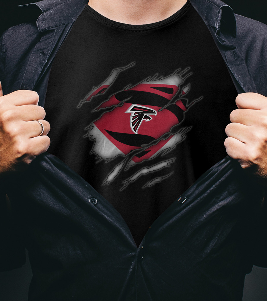 Atlanta Falcons Logo Superman Rip T-Shirt