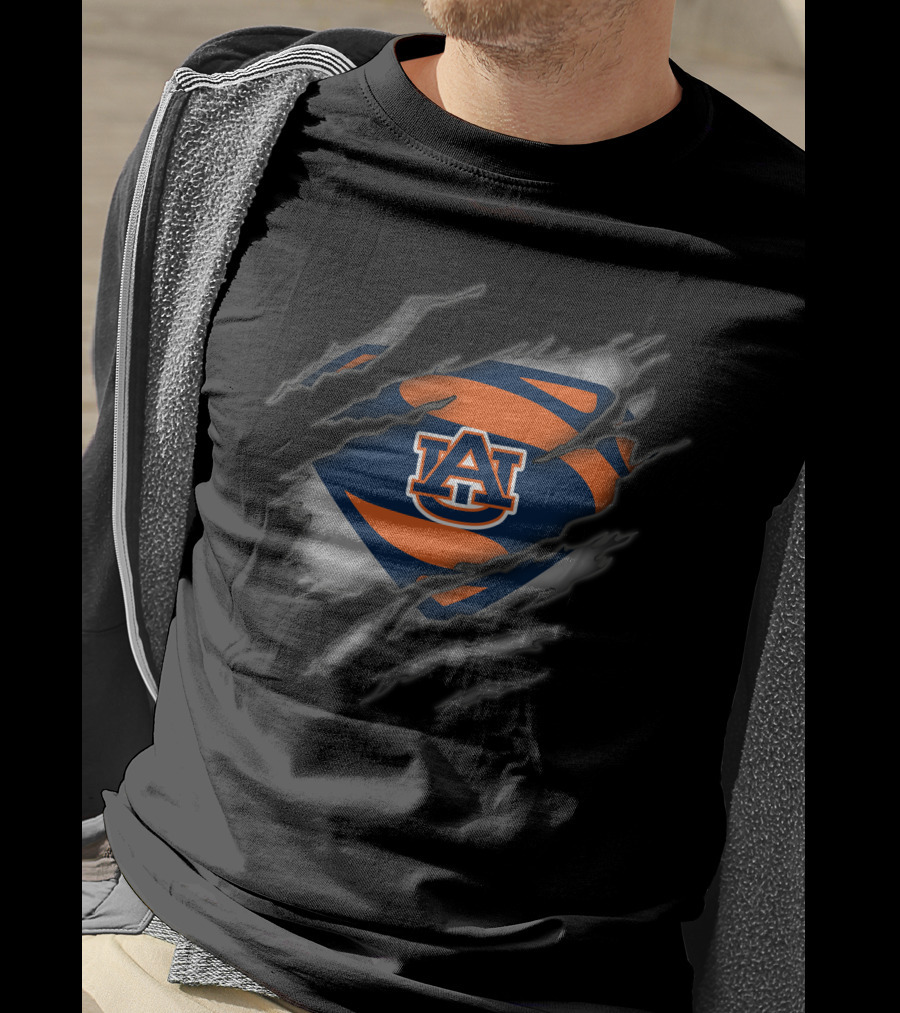 Auburn Tigers Superman Logo Tear T-Shirt