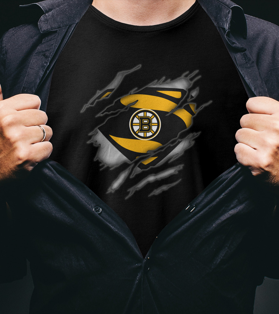 Boston Bruins Superman Logo Dynamic Tear T-Shirt
