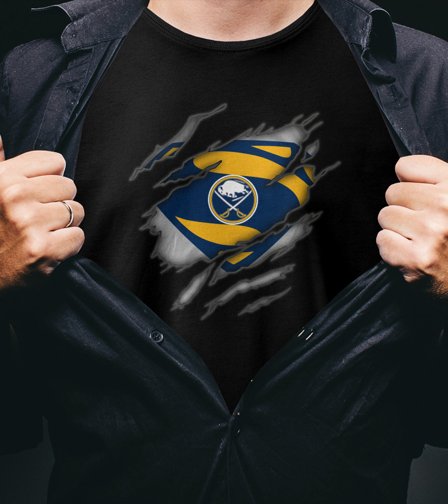 Buffalo Sabres Superman Logo Ripped T-Shirt