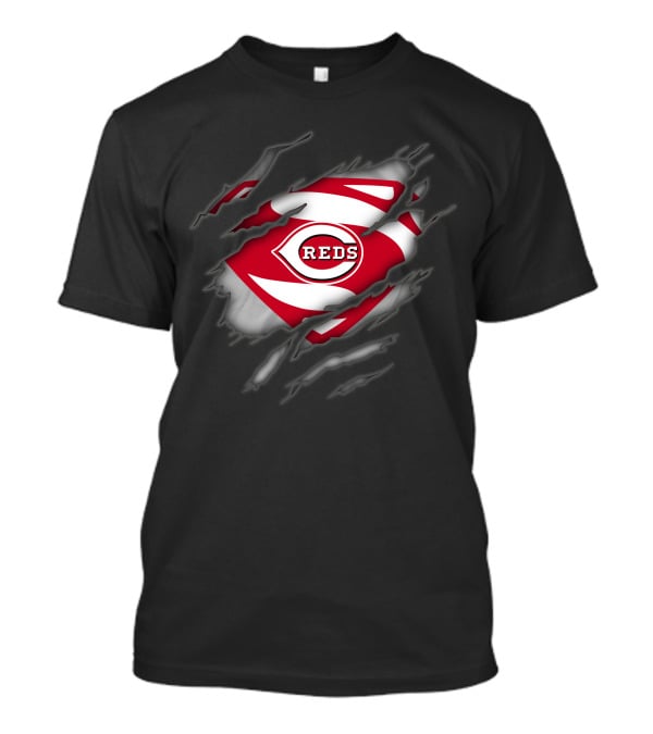 Cincinnati Reds Logo Superman Style Tear Reveal T-Shirt
