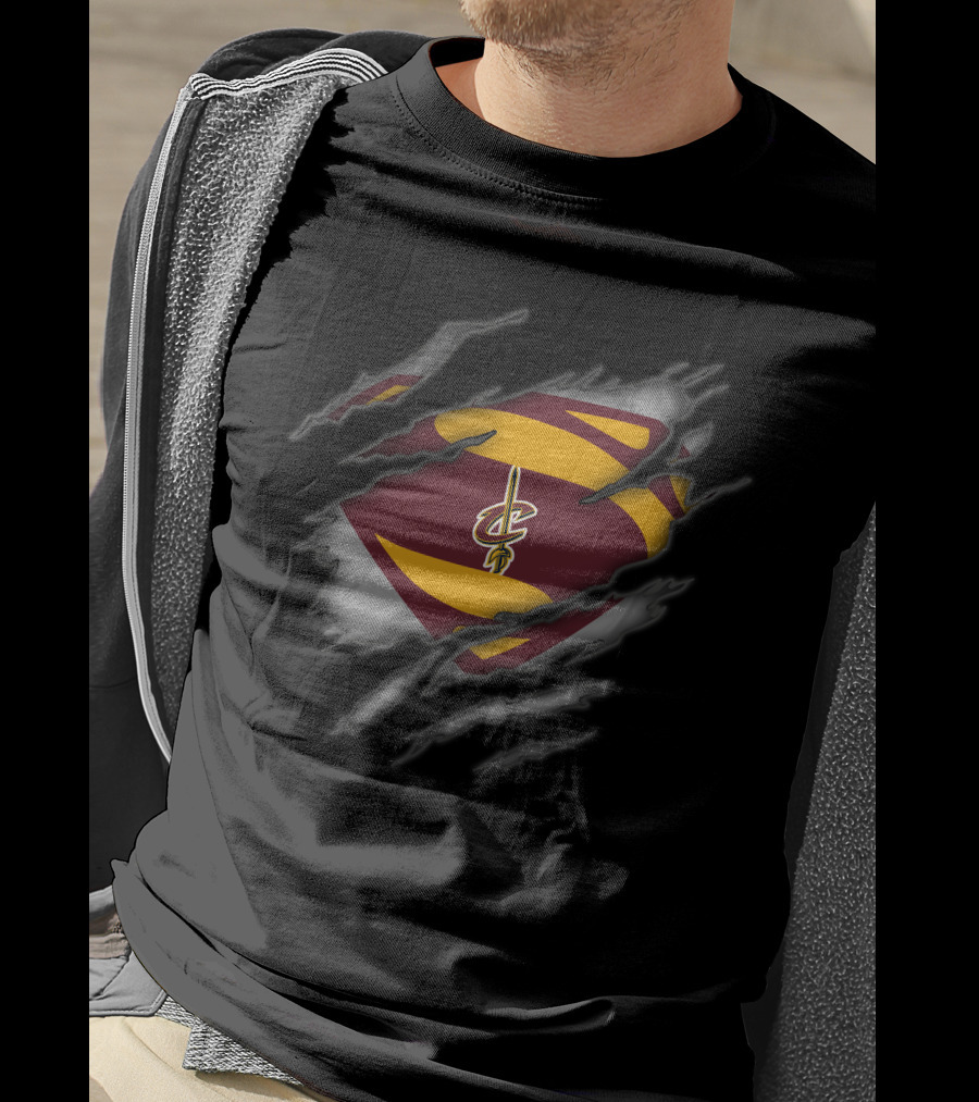 Cleveland Cavaliers Logo Superman Style Tear Revealed T-Shirt