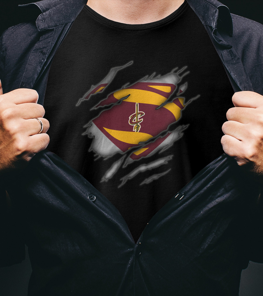 Cleveland Cavaliers Logo Superman Style Tear Revealed T-Shirt