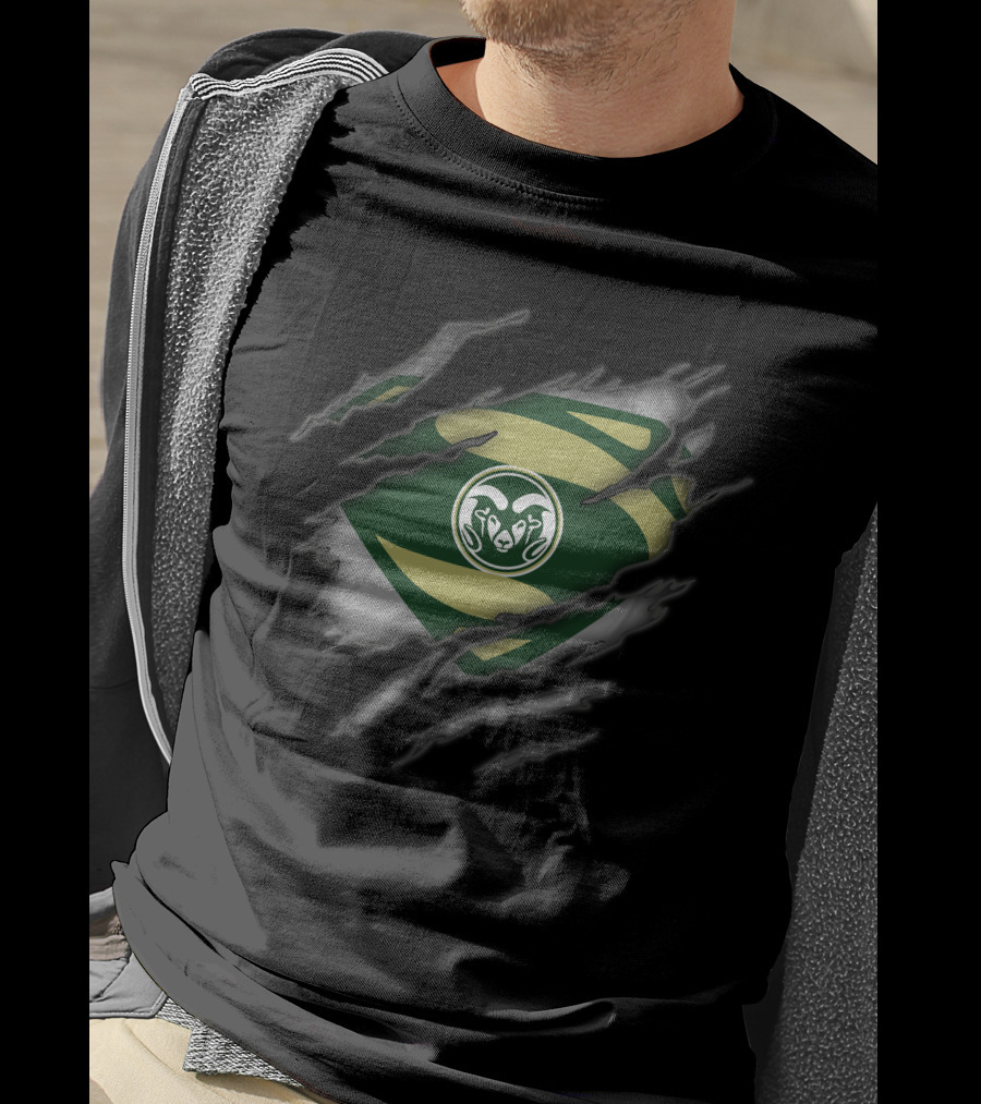 Colorado State Rams Logo Rip Style Superman T-Shirt