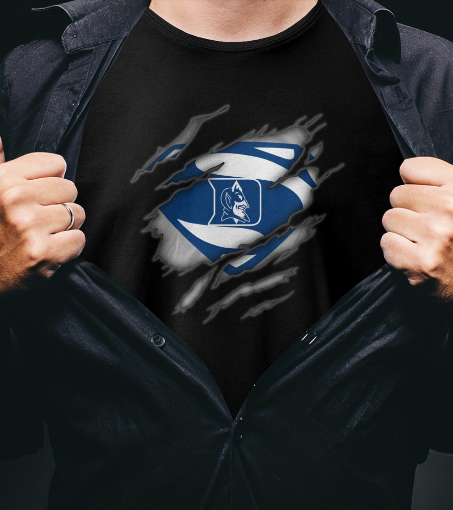 Duke Blue Devils Logo Superman-Inspired Graphic With Claw Marks T-Shirt