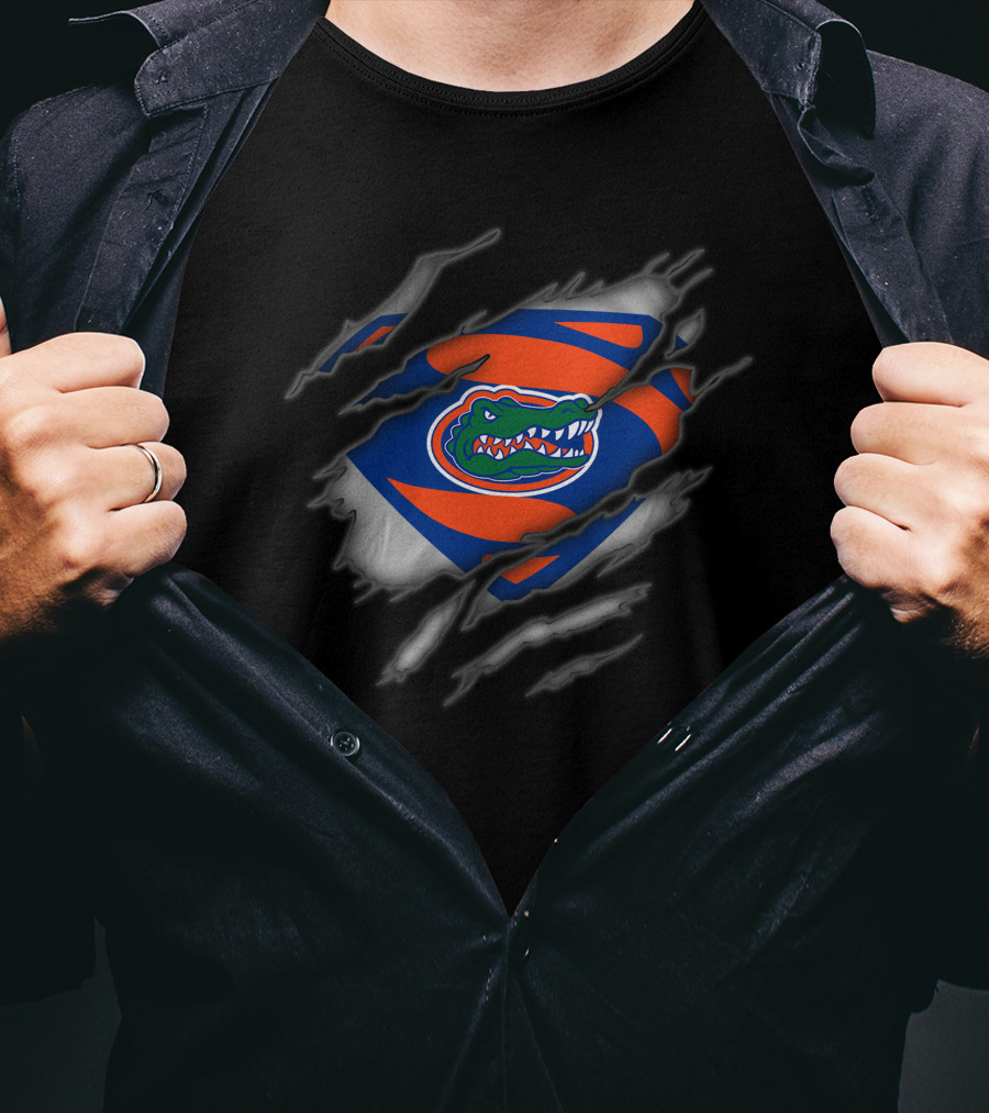 Florida Gators Torn Superman Logo Fan T-Shirt