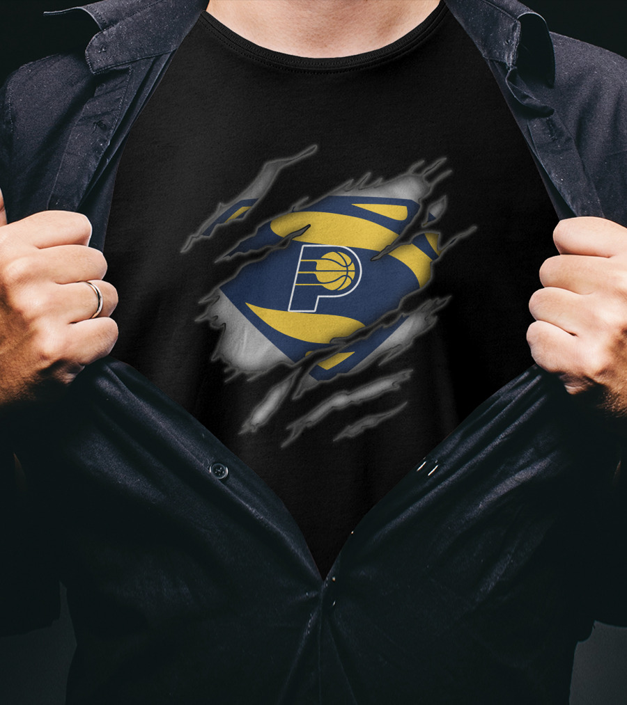 Indiana Pacers Basketball Emblem Revealed Through Superman-Inspired Tear T-Shirt