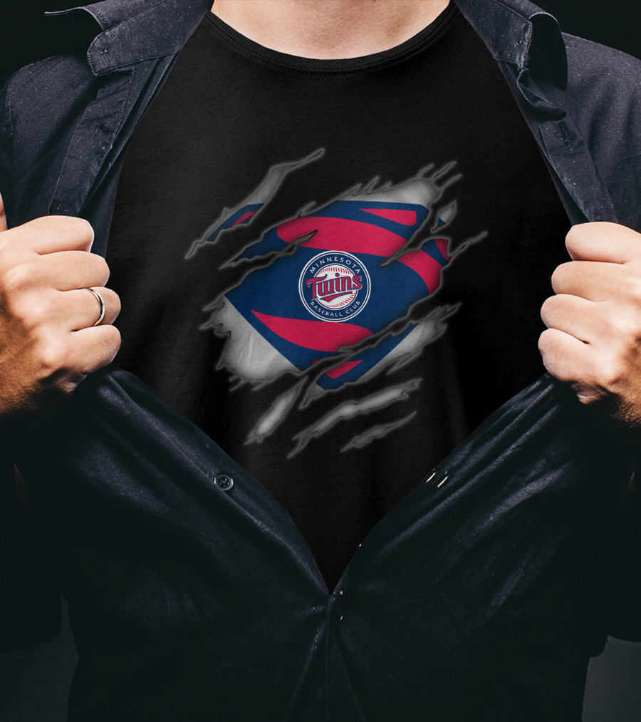 Minnesota Twins Baseball Club Ripped Superman T-Shirt