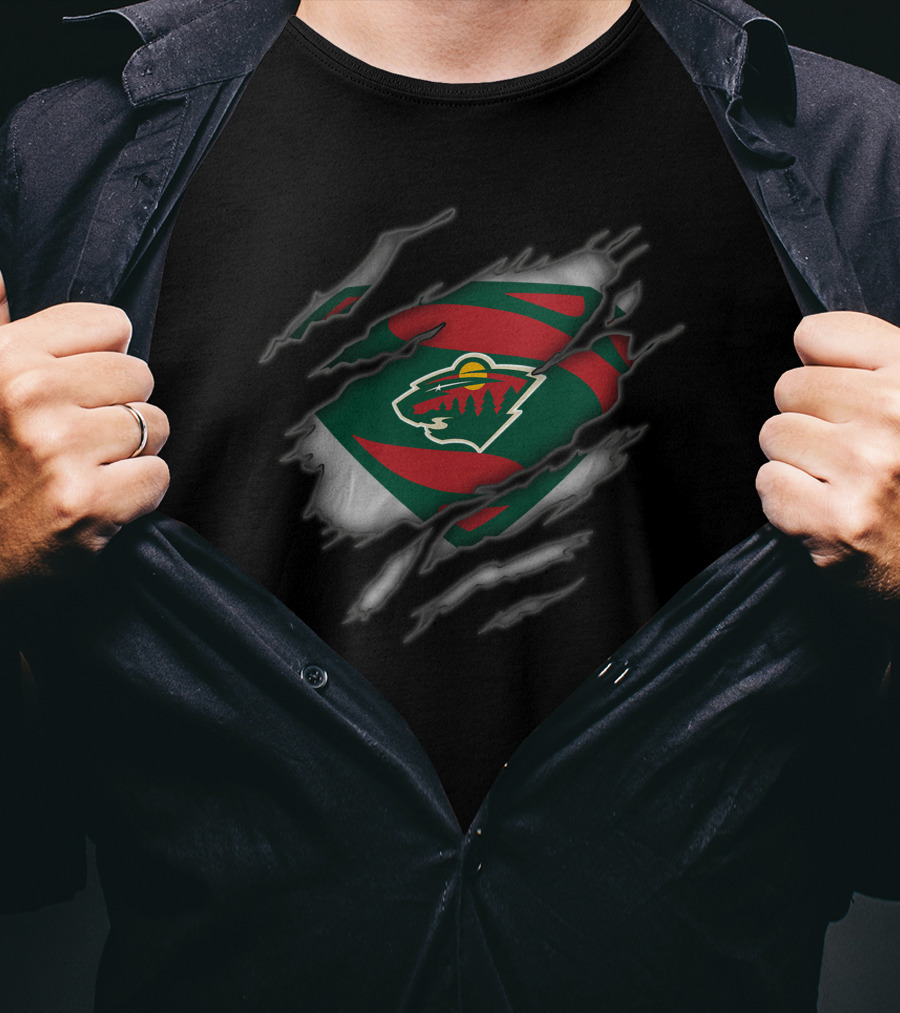 Minnesota Wild Claw Tear Superhero T-Shirt