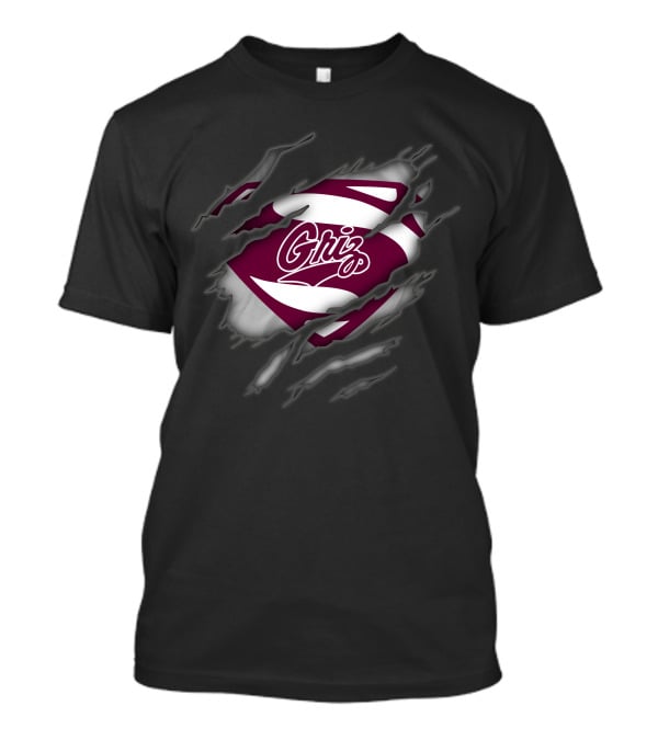 Griz Montana Grizzlies Superman Logo Rip T-Shirt