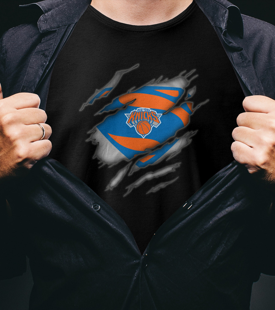 New York Knicks Basketball Superman Logo Reveal T-Shirt