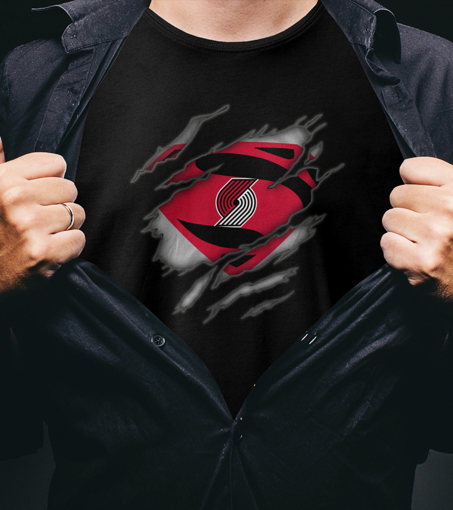Portland Trail Blazers Ripped Superman T-Shirt